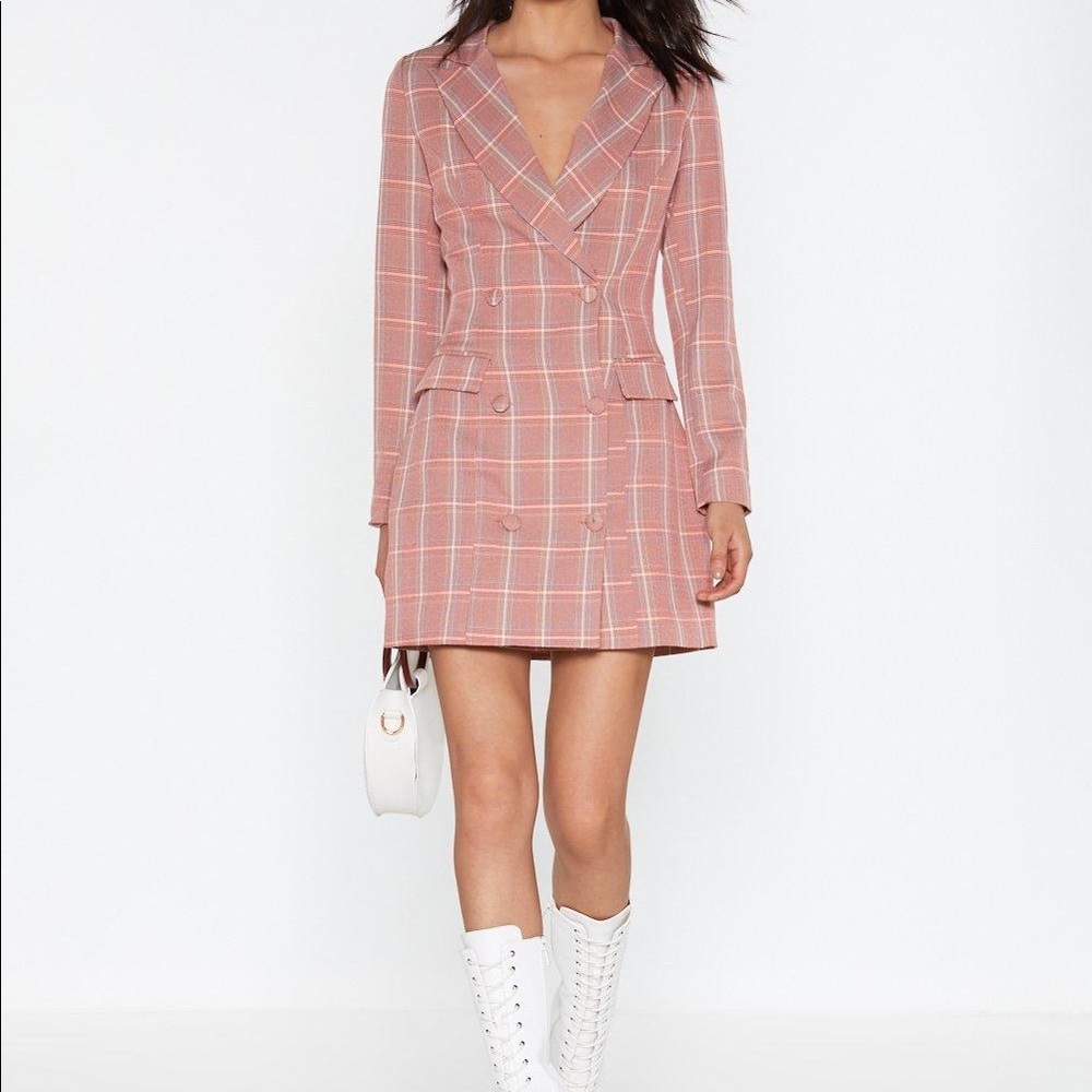 Nasty Gal Plaid Influence Mini Blazer Dress